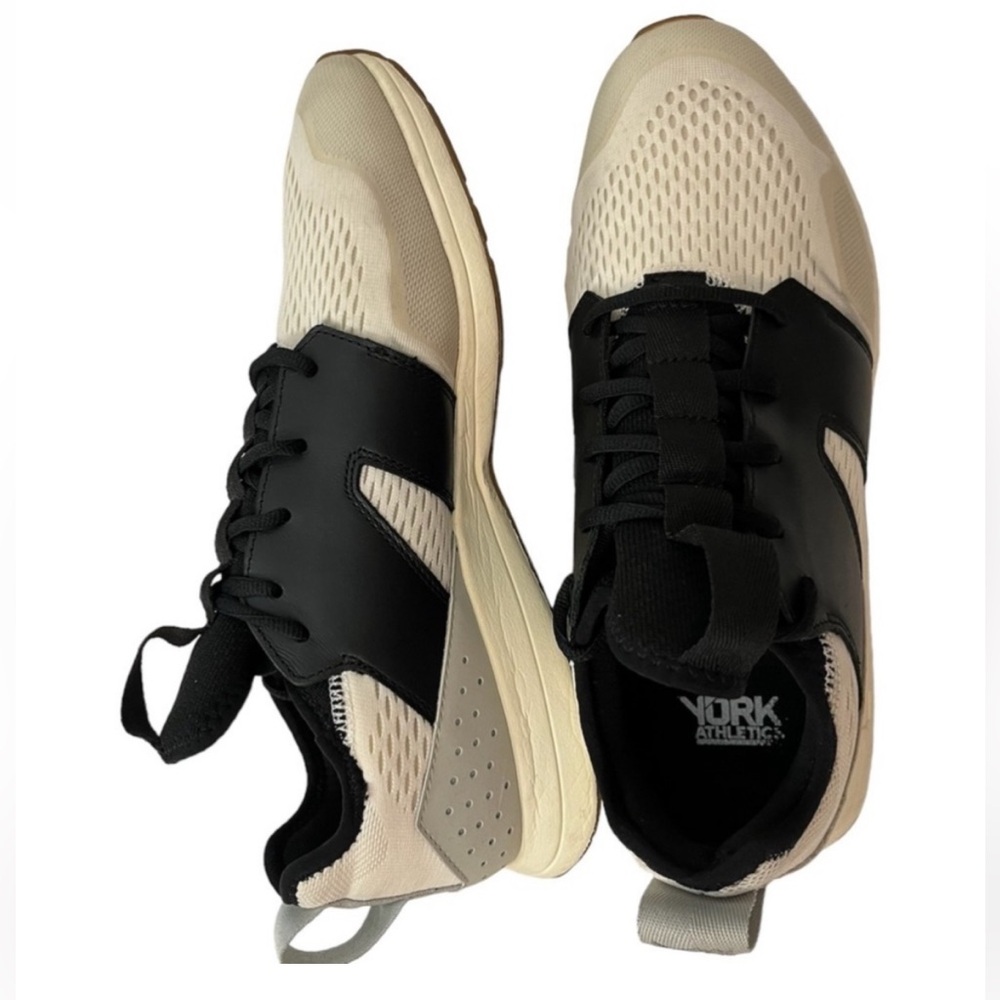 YORK The Frank Athletic Shoes by YORK Athletics Men 12/Wom 13.5 Bone & Black